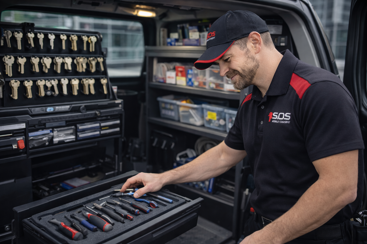Organized Mobile Locksmith Van Interior  in Salt Lake City, UT